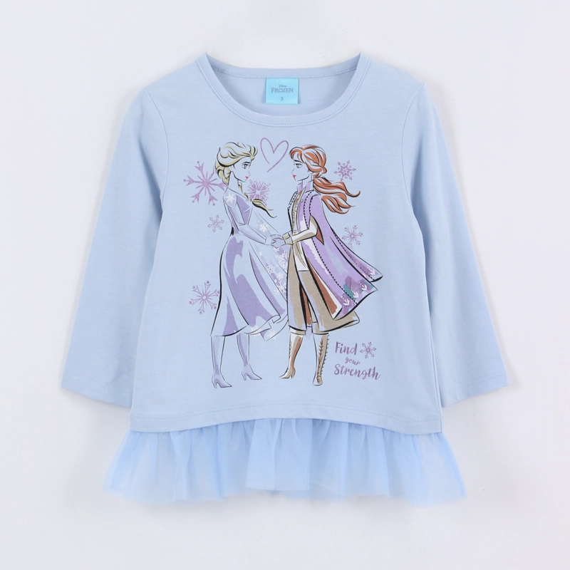 POLERA MANGA LARGA NIÑA ELSA & ANNA FROZEN CELESTE DISNEY - 1