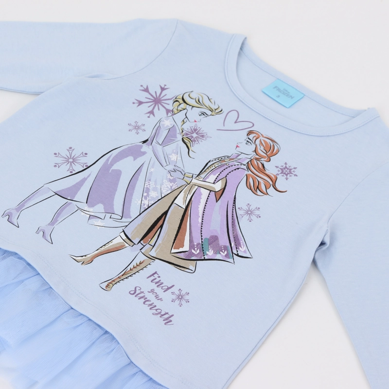 POLERA MANGA LARGA NIÑA ELSA & ANNA FROZEN CELESTE DISNEY - 3