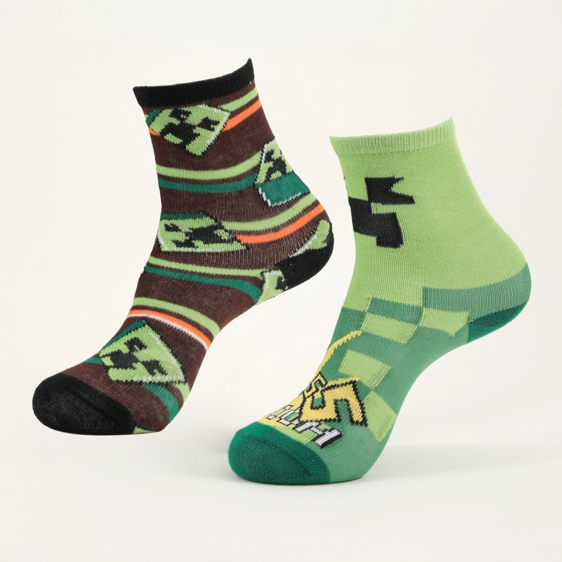 BIPACK CALCETINES NIÑO CREEPERS VERDE MINECRAFT - 1