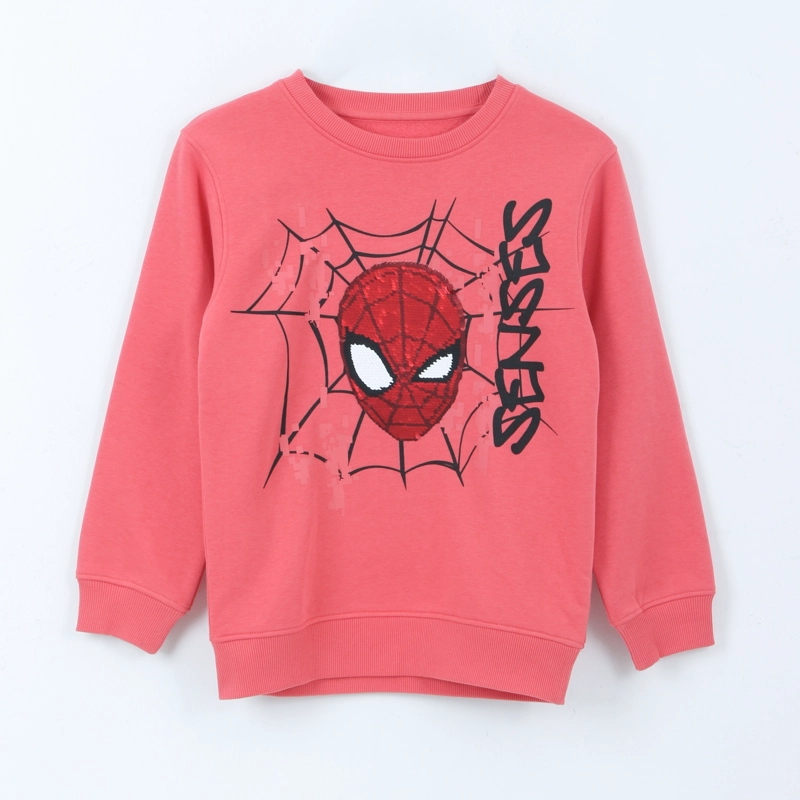 POLERON CERRADO NIÑO LENTEJUELAS SPIDERMAN ROJO MARVEL - 1