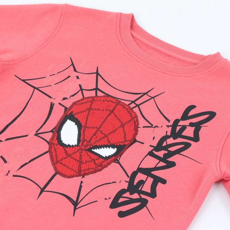 POLERON CERRADO NIÑO LENTEJUELAS SPIDERMAN ROJO MARVEL - 3