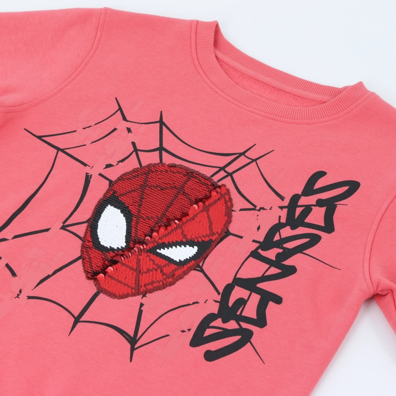 POLERON CERRADO NIÑO LENTEJUELAS SPIDERMAN ROJO MARVEL - 4
