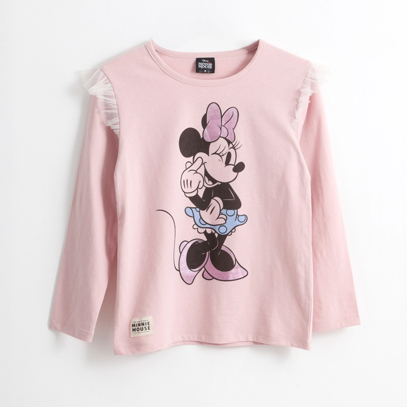 POLERA MANGA LARGA NIÑA VUELOS MINNIE GUIÑO ROSADO DISNEY - 1