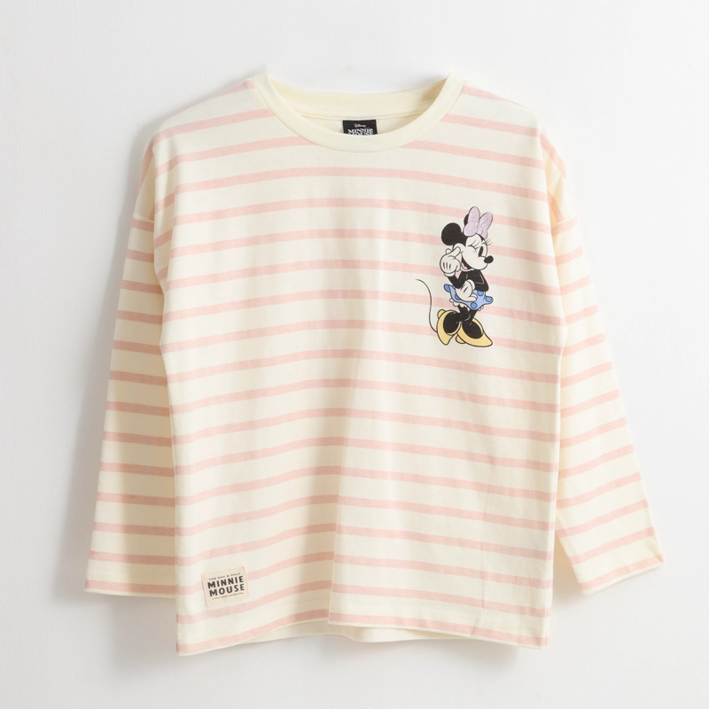 POLERA MANGA LARGA NIÑA RAYAS MINNIE MOUSE BLANCO DISNEY - 1