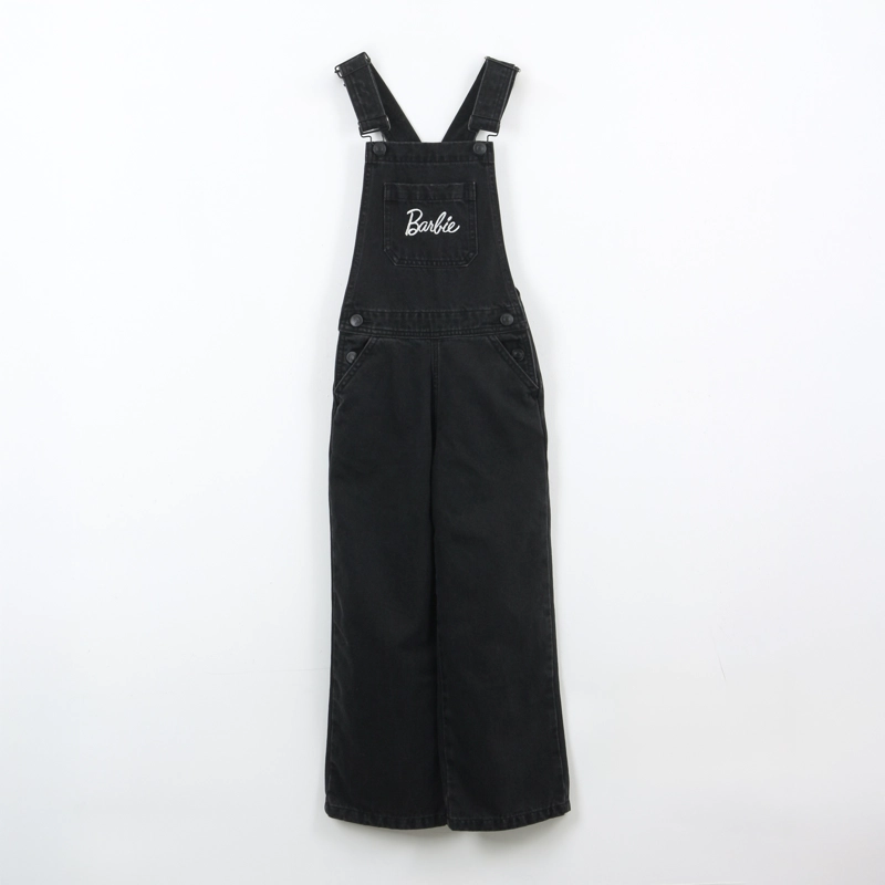 JARDINERA NIÑA DENIM NEGRO LOGO BARBIE - 1