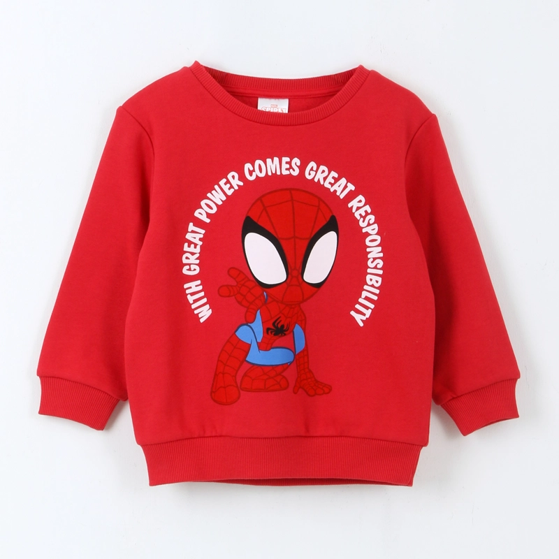 POLERON CERRADO NIÑO DISEÑO FRONTAL SPIDEY ROJO MARVEL - 1
