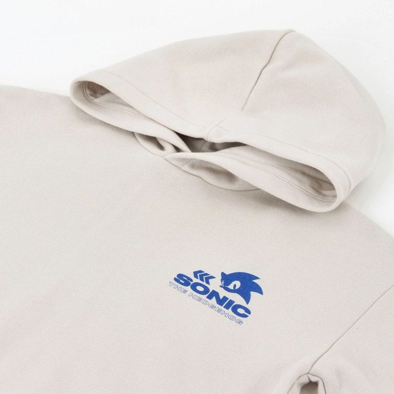 POLERON CERRADO NIÑO HOODIE BACK PRINT BEIGE SONIC - 3
