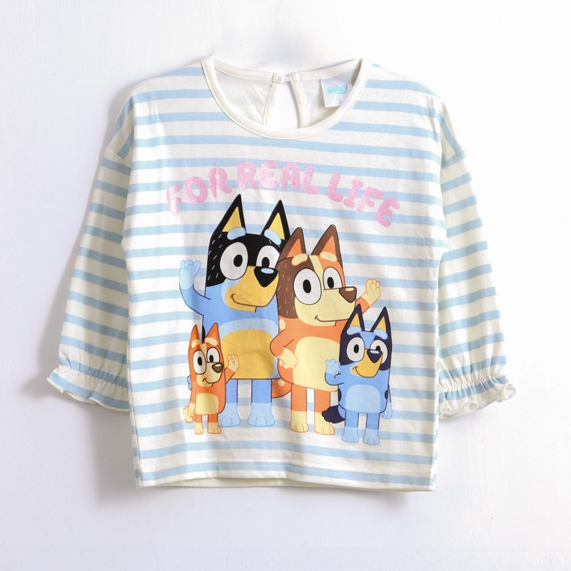 POLERA MANGA LARGA NIÑA RAYAS FAMILY BLANCO BLUEY - 1