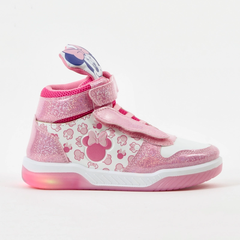 ZAPATILLA LUCES NIÑA CAÑA ALTA MINNIE ROSADO DISNEY - 1