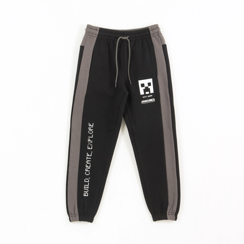 PANTALON DE BUZO NIÑO BANDA LATERAL NEGRO MINECRAFT - 1