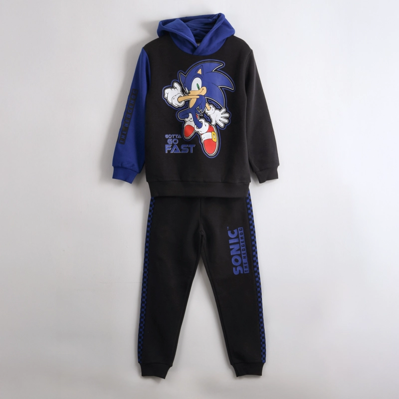 CONJUNTO BUZO NIÑO HOODIE GOTTA GO FAST NEGRO SONIC - 1