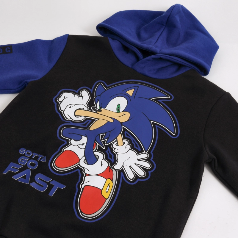 CONJUNTO BUZO NIÑO HOODIE GOTTA GO FAST NEGRO SONIC - 3