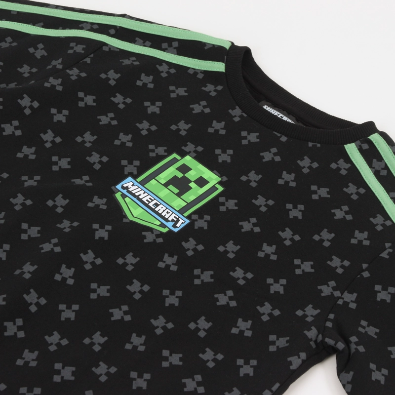 CONJUNTO BUZO NIÑO FULL PRINT CREEPER FACE NEGRO MINECRAFT - 3