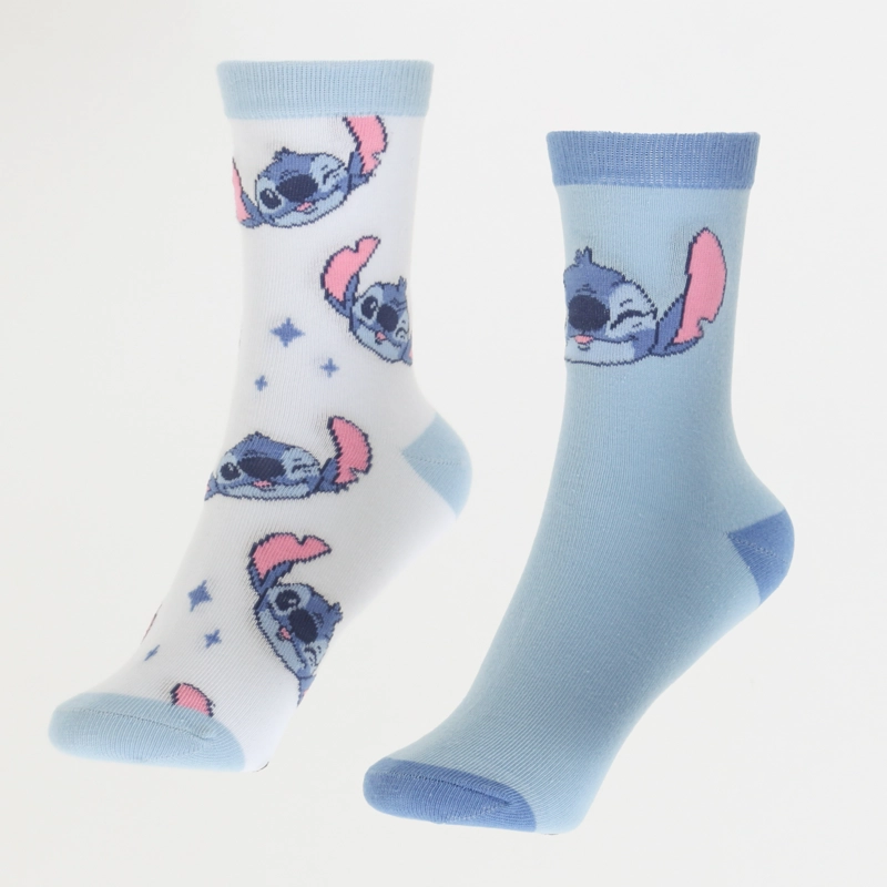 BIPACK CALCETINES NIÑA FULL PRINT LILO STITCH CELESTE DISNEY - 1