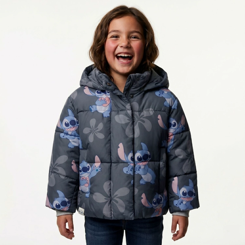 PARKA NIÑA FULL PRINT LILO & STITCH GRIS DISNEY - 1