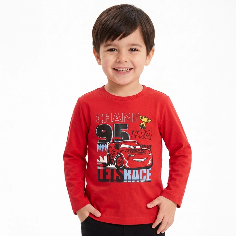 POLERA MANGA LARGA NIÑO LET'S RACE CARS ROJO DISNEY - 1