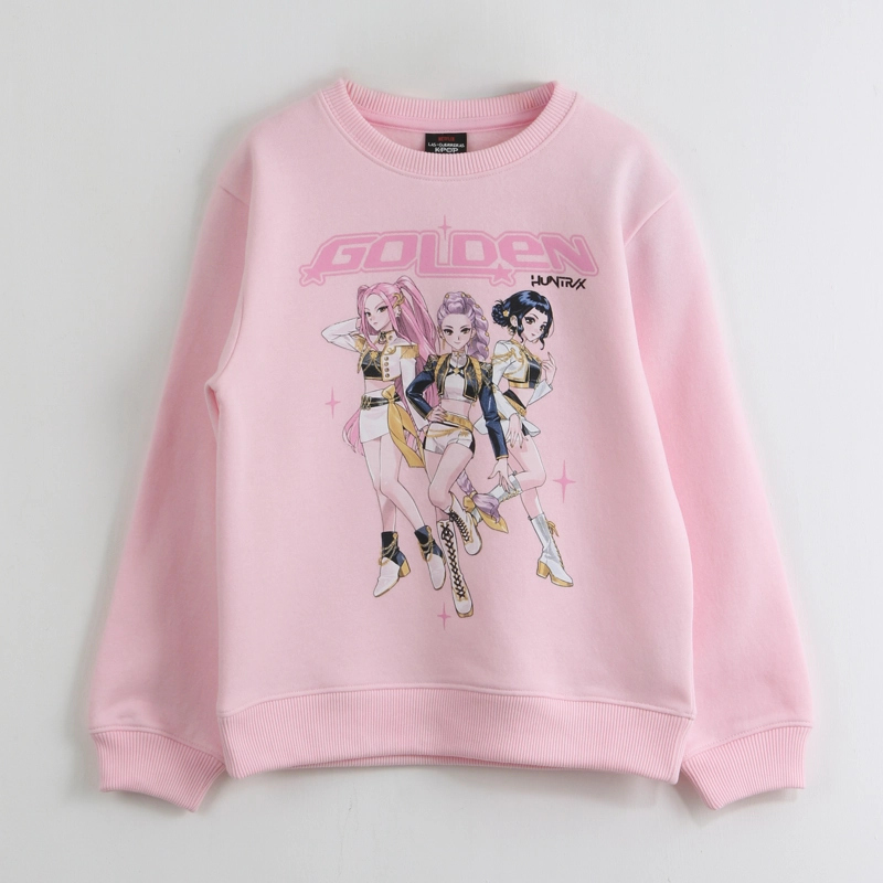 POLERON CERRADO NIÑA GOLDEN ROSADO KPOP DEMON HUNTERS - 1