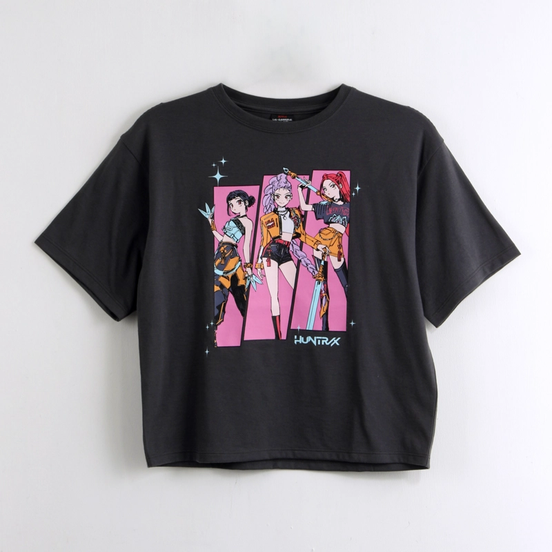 POLERA MANGA CORTA NIÑA HUNTR/X GRIS KPOP DEMON HUNTERS - 1