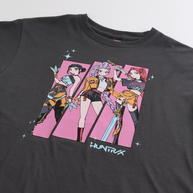 POLERA MANGA CORTA NIÑA HUNTR/X GRIS KPOP DEMON HUNTERS - 3