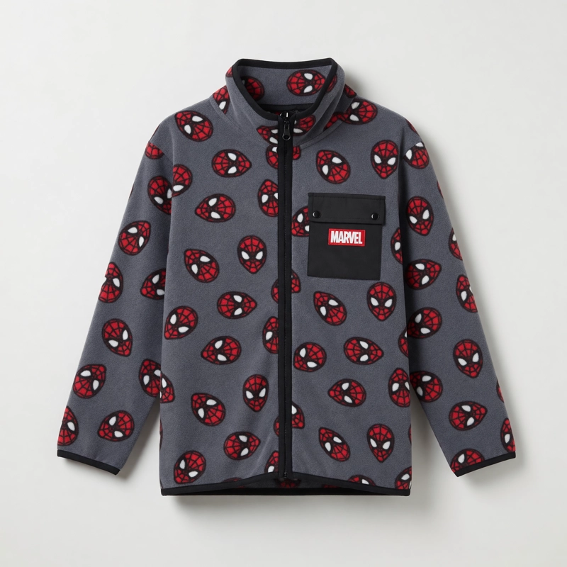 POLAR NIÑO FULL PRINT CARAS SPIDERMAN GRIS MARVEL - 1
