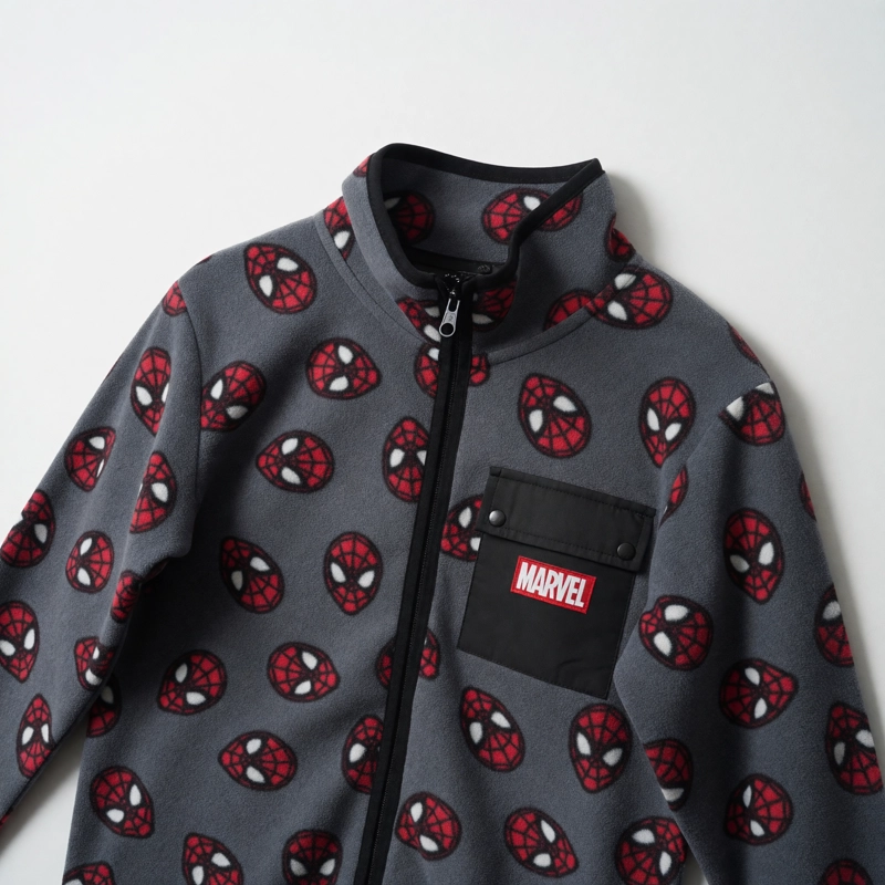 POLAR NIÑO FULL PRINT CARAS SPIDERMAN GRIS MARVEL - 3