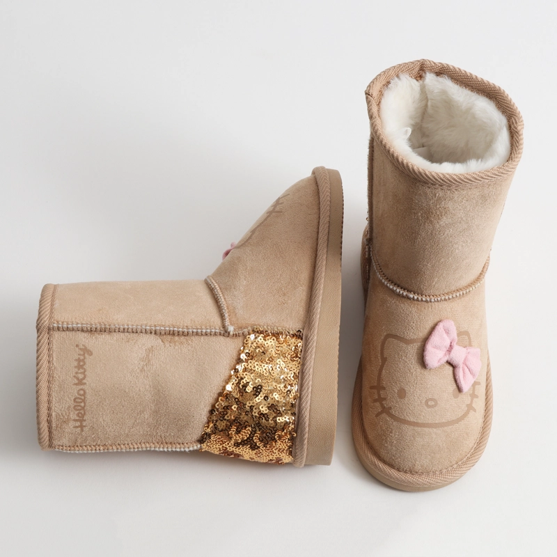 BOTA NIÑA CHIPORRO LENTEJUELAS BEIGE HELLO KITTY - 4