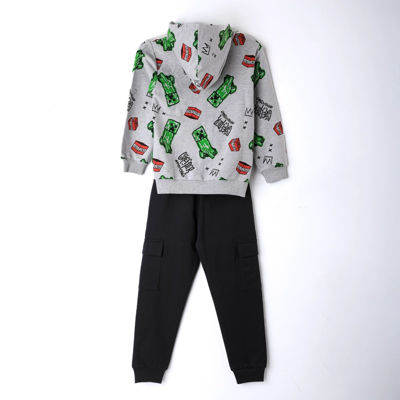CONJUNTO BUZO NIÑO MINECRAFT FULL PRINT GRIS - 2