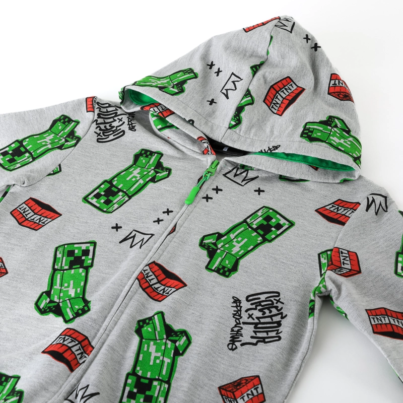CONJUNTO BUZO NIÑO MINECRAFT FULL PRINT GRIS - 3