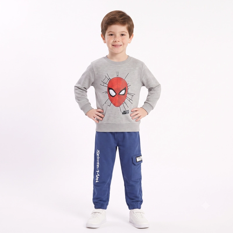 CONJUNTO BUZO NIÑO SPIDERMAN MARVEL CARA GRIS - 1
