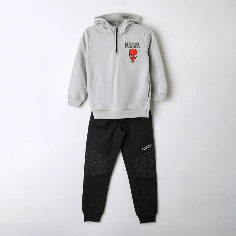CONJUNTO BUZO NIÑO SPIDERMAN MARVEL POLERON HALF ZIPPER GRIS - 2