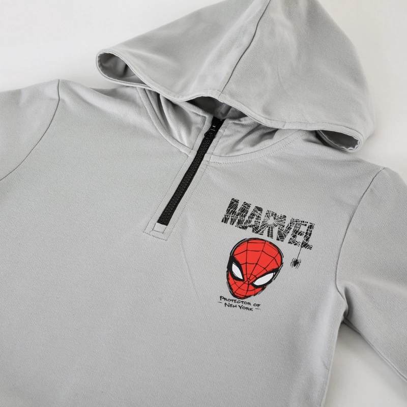 CONJUNTO BUZO NIÑO SPIDERMAN MARVEL POLERON HALF ZIPPER GRIS - 4