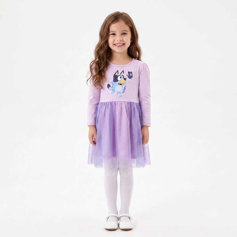 VESTIDO TUL NIÑA BLUEY ESTAMPADO MORADO - 1