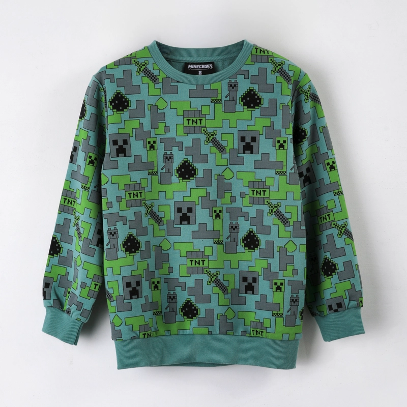 POLERON CERRADO NIÑO MINECRAFT FULL PRINT VERDE - 2