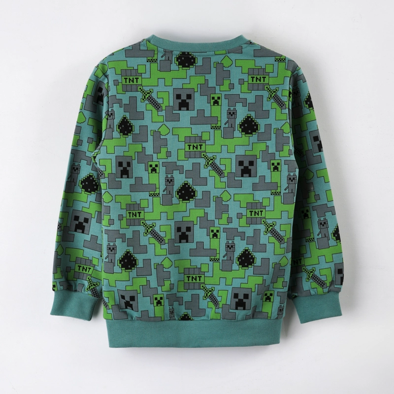 POLERON CERRADO NIÑO MINECRAFT FULL PRINT VERDE - 3