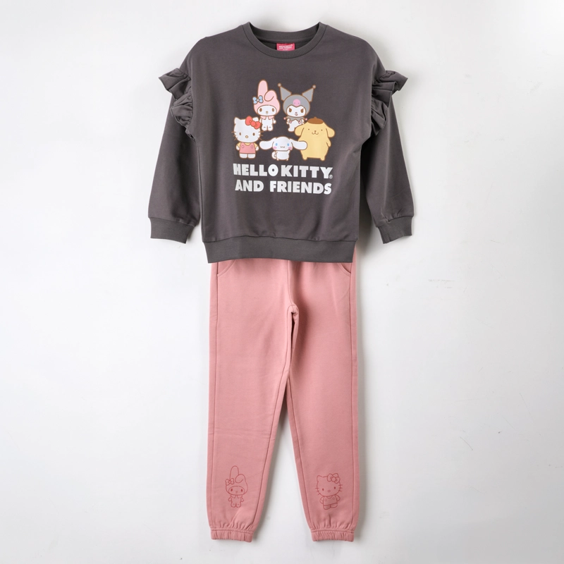 CONJUNTO BUZO NIÑA HELLO KITTY AND FRIENDS GRIS - 1