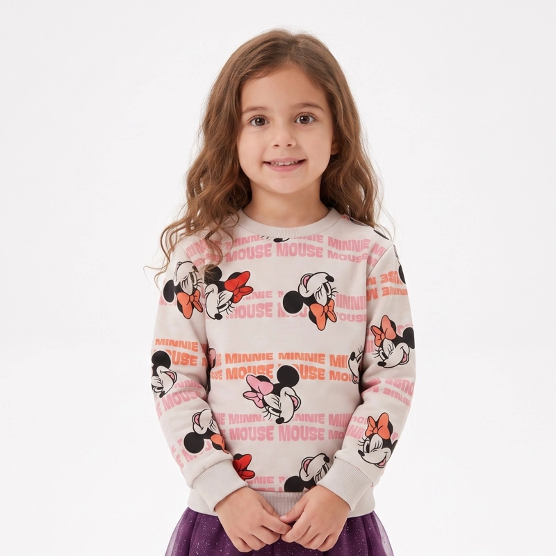 POLERON CERRADO NIÑA MINNIE DISNEY FULL PRINT BEIGE - 1