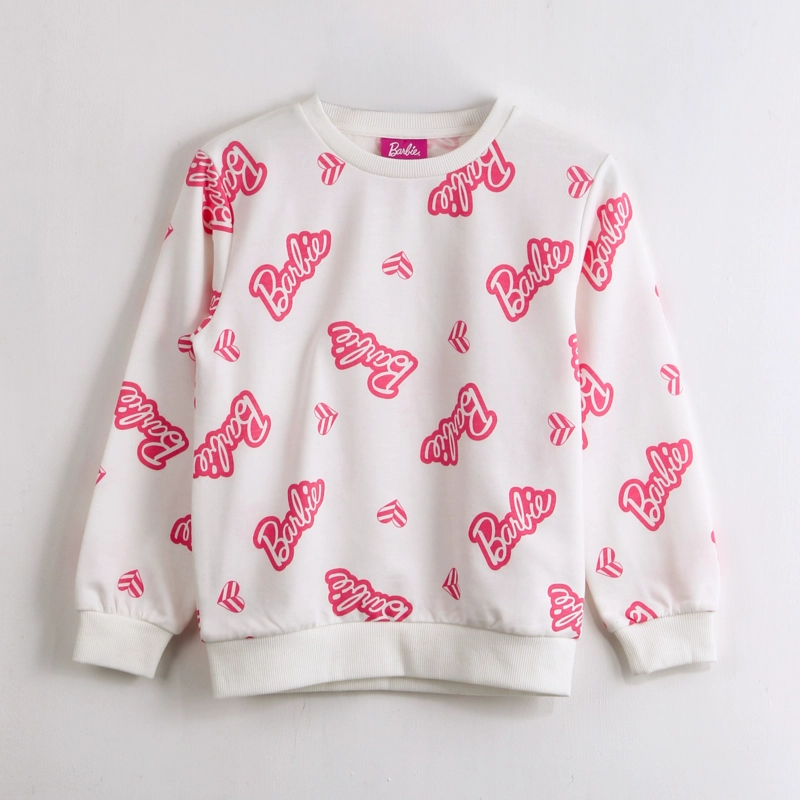 POLERON CERRADO NIÑA BARBIE FULL PRINT BLANCO - 1