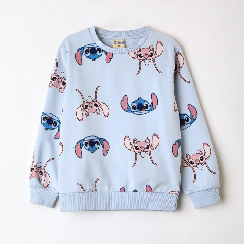 POLERON CERRADO NIÑA LILO & STITCH DISNEY FULL PRINT CELESTE - 1