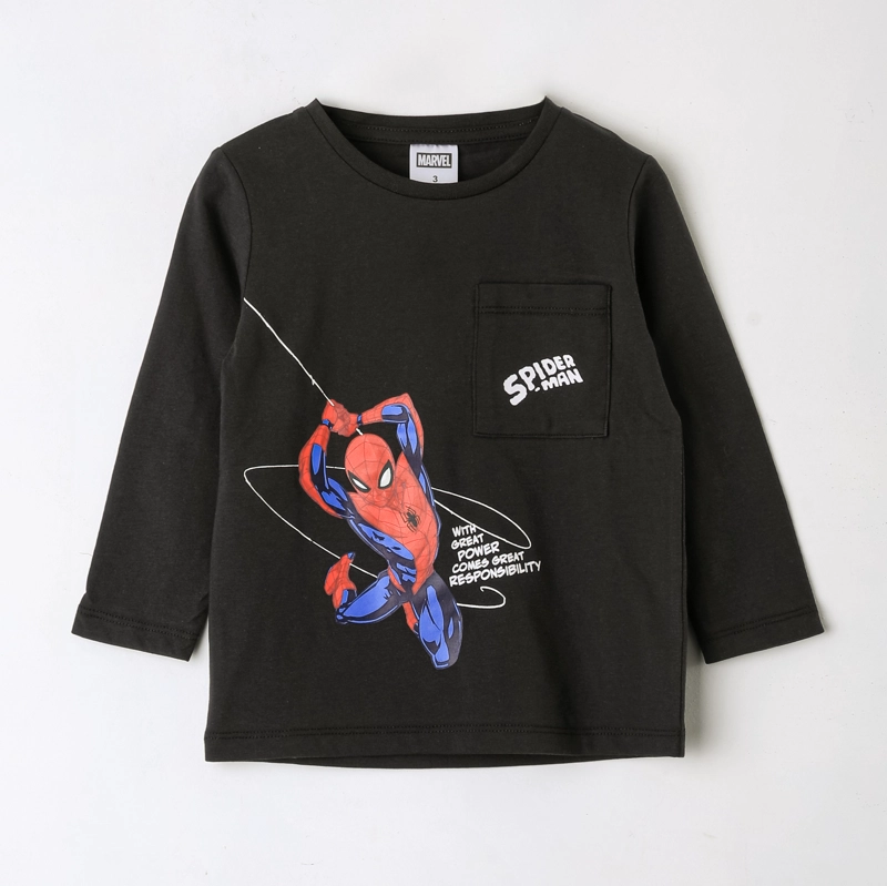 POLERA MANGA LARGA NIÑO SPIDERMAN MARVEL BOLSILLO NEGRO - 2