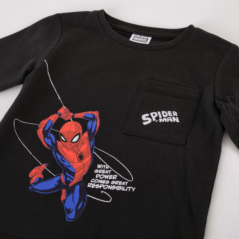 POLERA MANGA LARGA NIÑO SPIDERMAN MARVEL BOLSILLO NEGRO - 4