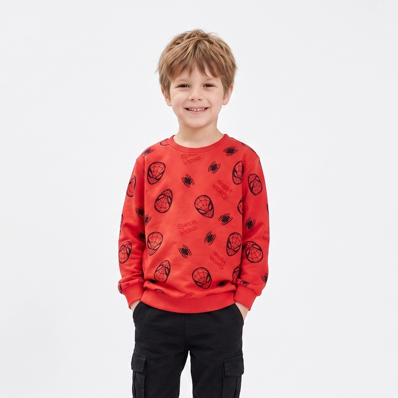 POLERON CERRADO NIÑO SPIDERMAN MARVEL FULL PRINT ROJO - 1