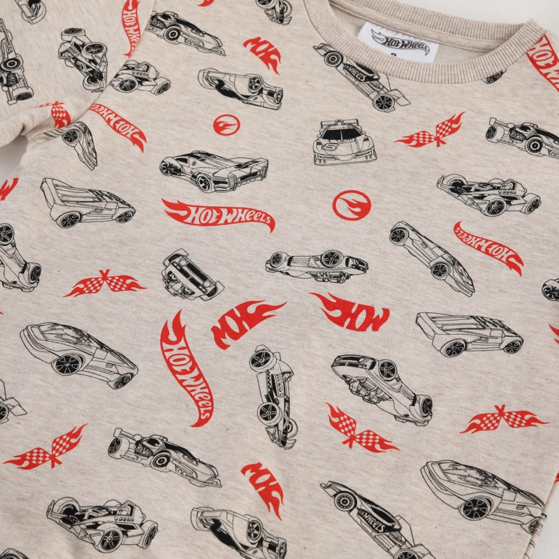 POLERON CERRADO NIÑO HOT WHEELS FULL PRINT BEIGE - 3