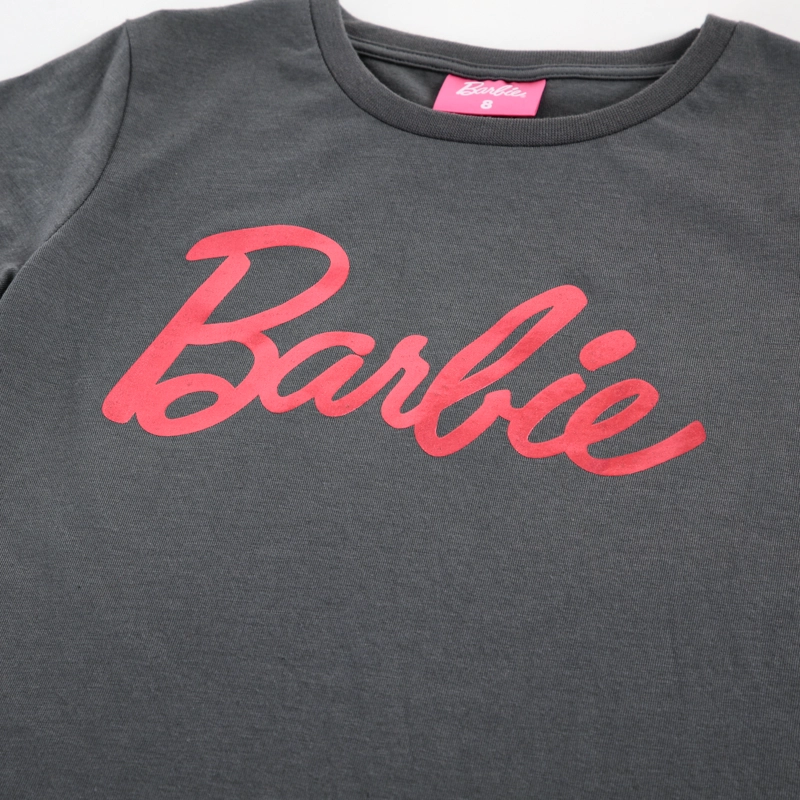 POLERA MANGA CORTA NIÑA BARBIE LOGO FOIL GRIS - 3
