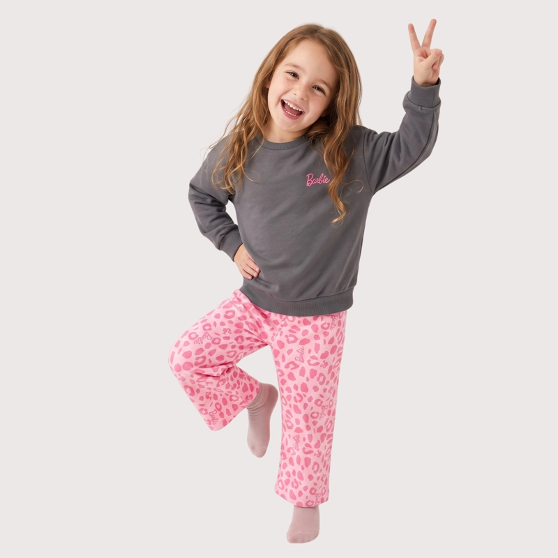 CONJUNTO BUZO NIÑA BARBIE ANIMAL PRINT GRIS - 1