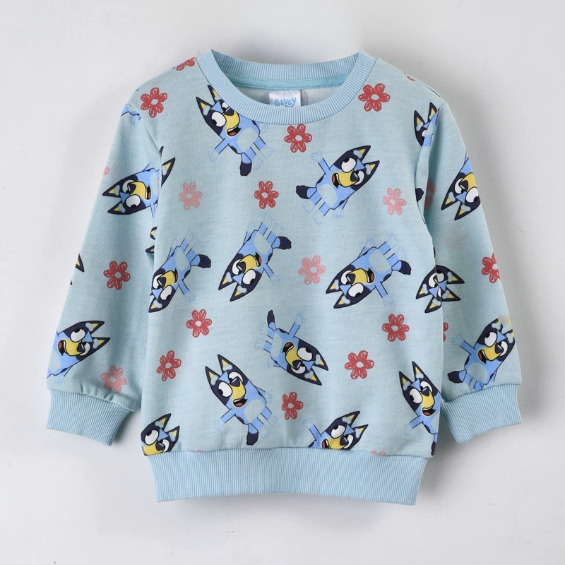 POLERON CERRADO NIÑA BLUEY FULL PRINT CELESTE - 1