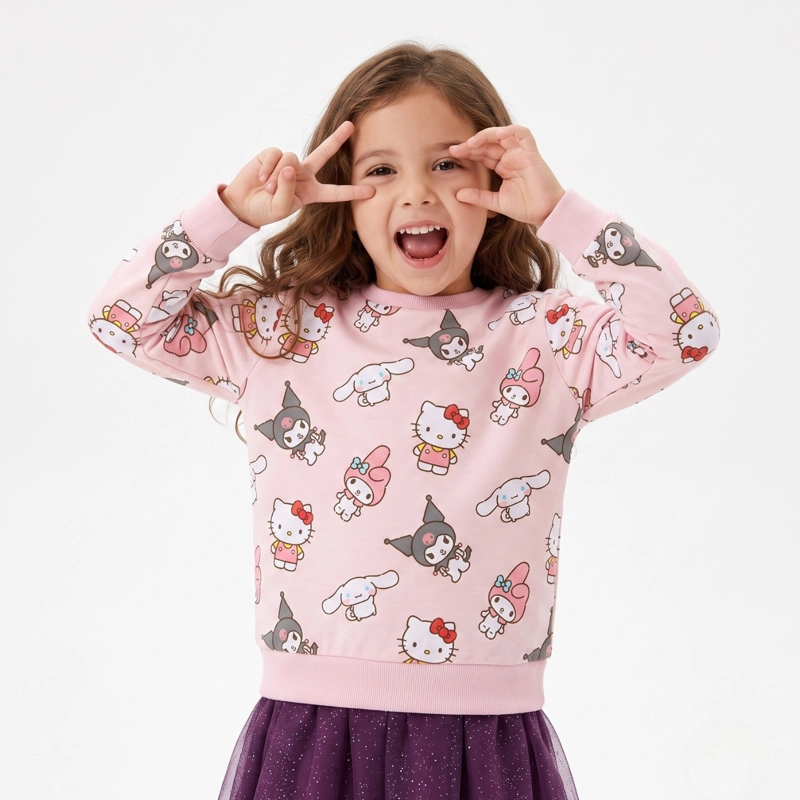 POLERON CERRADO NIÑA HELLO KITTY ROSADO - 1