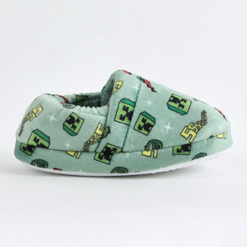 PANTUFLA NIÑO CREEPERS VERDE MINECRAFT - 1