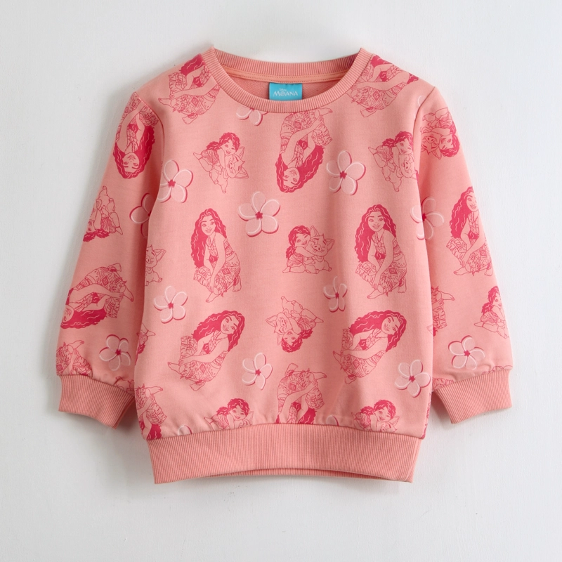 POLERON CERRADO NIÑA MOANA DISNEY FULL PRINT ROSADO - 1