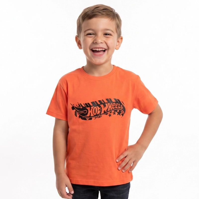 POLERA MANGA CORTA NIÑO HOT WHEELS LOGO NARANJO - 1