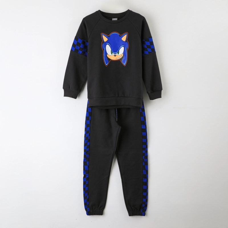 CONJUNTO BUZO NIÑO SONIC AJEDREZ NEGRO - 1